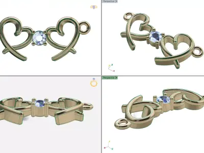 Double Heart Pendant 3D print model