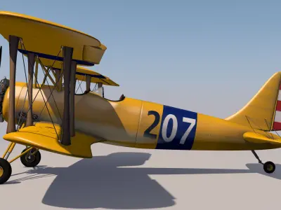 Yellow Biplane 3D model