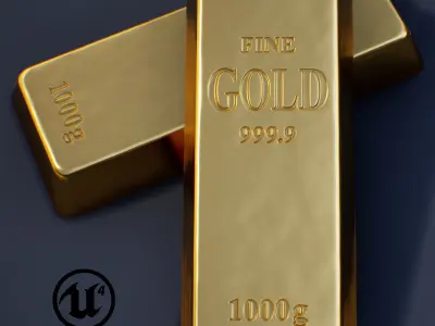 Gold Bullion PBR Game-Ready Low-poly 3D model