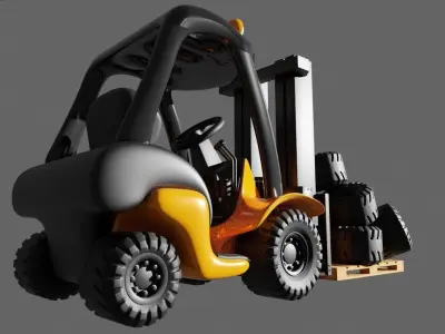 Cartoon Forklift 3D model