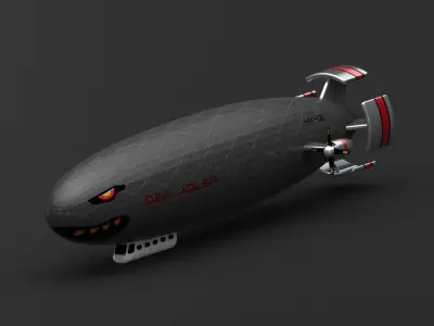 Airship zeppelin in sky 3D model