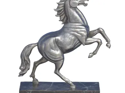 Rearing horse metal statues Low-poly 3D model