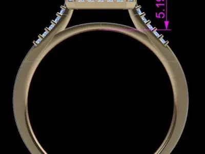 Dainty Emerald Halo Diamond Engagement Ring with Band Set 3D print model