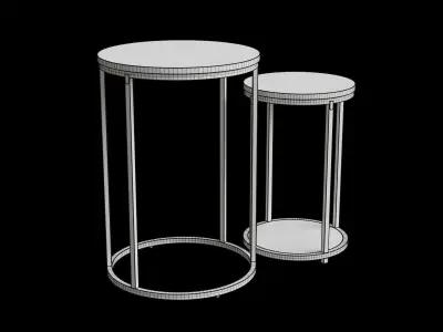 Round Set Of 2 Oak Effect Tables 3D model