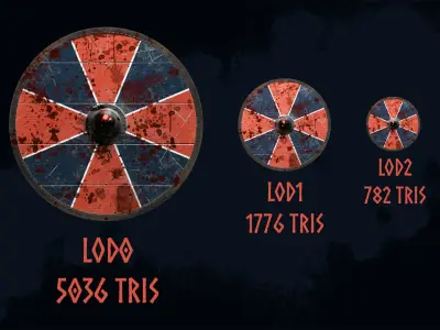 Viking Shield 1 - Bloody Low-poly 3D model