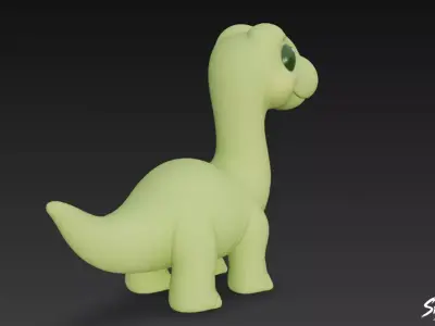 Cartoon Plush Brachiosaurus Low-poly 3D model