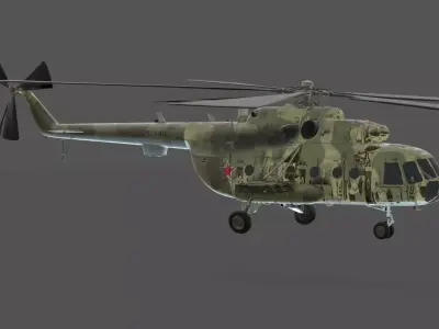 Mil Mi-8MT Hip Helicopter 3D Model Soviet Russian Transport Low-poly 3D model