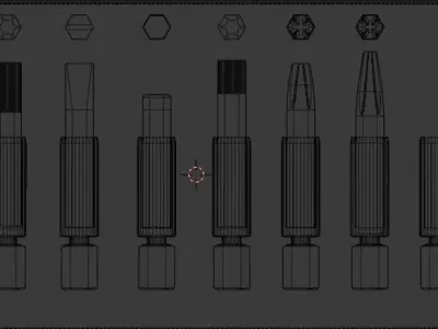 Screwdriver tops  set Low-poly 3D model