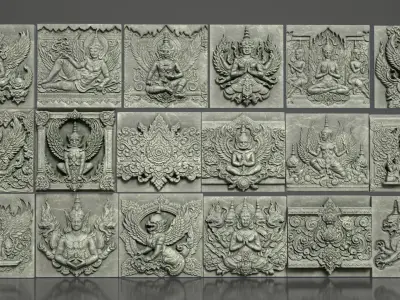 Low poly Khmer Walls - 240427 Low-poly 3D model