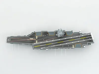 Military Aircraft Carrier Ship CVN 65 WWII Low-poly 3D model