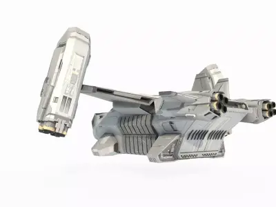 Future sci-fi military transport aircraft 3D model