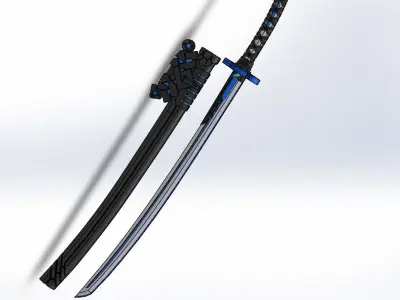 Katana samurai sword 3D model 7