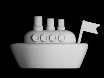 Stylized Cruise Ship Cartoon Cute  Ship  Low-poly 3D model