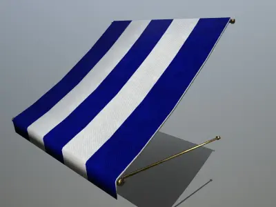 awning striped tent Low-poly 3D model