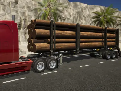 Semi Truck Trailer 04 - Logging trailer Low-poly 3D model