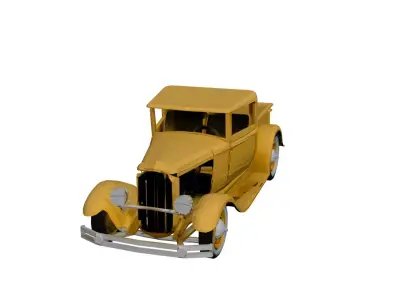 1930 Pickup Low Poly 3D Model with Textures Optimized Vintage  Low-poly 3D model