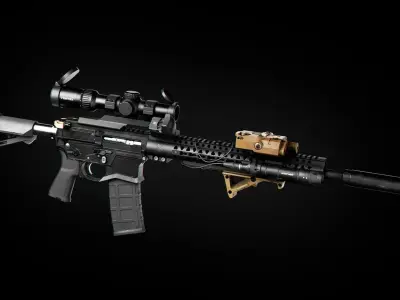 Custom Modular Assault Rifle AR-15  Low-poly 3D model