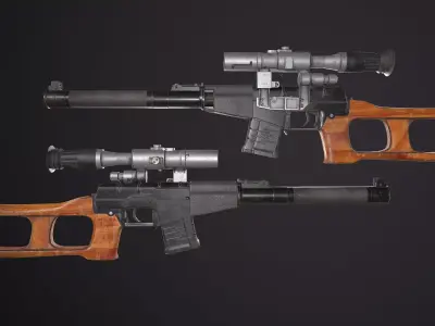 Russian  USSR sniper rifle VSS Vintorez Low-poly 3D model