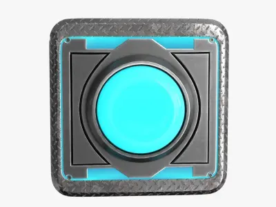 Push Button Neon 4 color 3D Low-poly 3D model