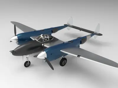 Lockheed P-38 Lightning 3D model 2