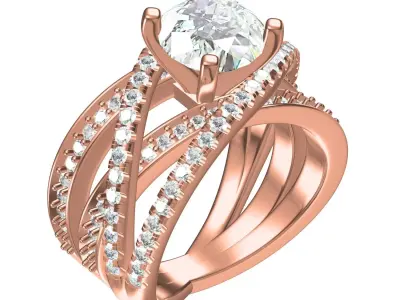 Antique Twisted Split Shank Diamond Engagement Ring 3D print model