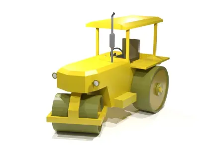  Old Road Roller 01 Low-poly 3D model