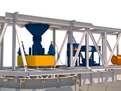 model espesador circular structure with crane on top 3D model