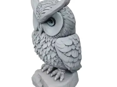 Stylized Owl Sculpture 3D Model Low-poly 3D model