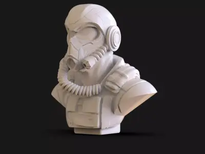 Sci Fi soldier Bust 3D print model
