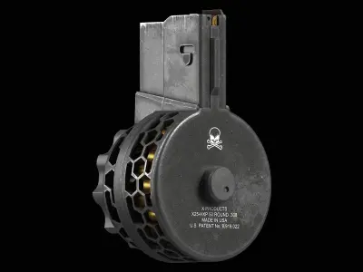 X Products X-15 50 Round Drum Skeletonized Magazine cal 223 Low-poly 3D model
