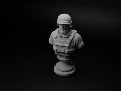 Recon Soldier Bust Chess 3D print model get