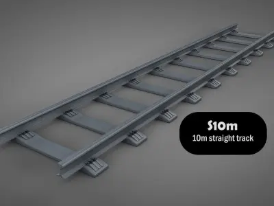 Modular Railway Track Lite Collection Low-poly 3D model