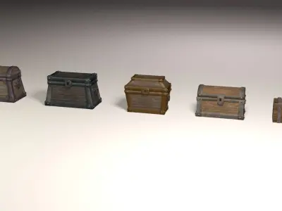 Treasure chests pack Low-poly 3D model