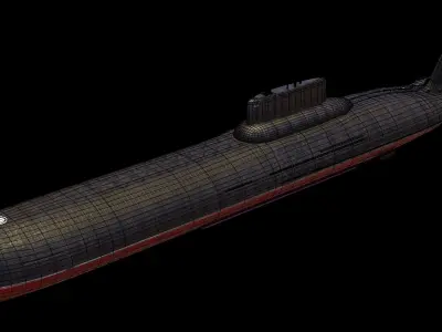 Typhoon Class Submarine Project 941 or Akula model Low-poly 3D model