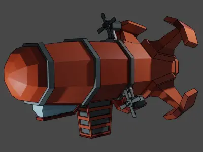 Air ship for game Free low-poly 3D model
