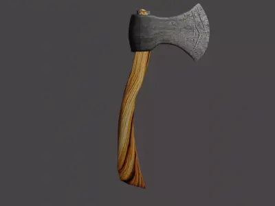 Old axe weapon low-poly game ready Low-poly 3D model