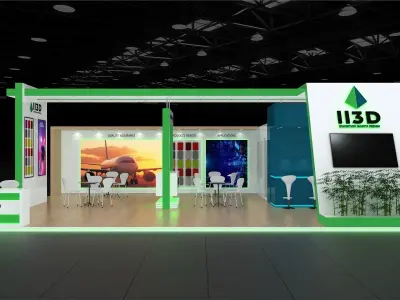 Exhibition Stand Stall Three Side Open 11X7 3D model