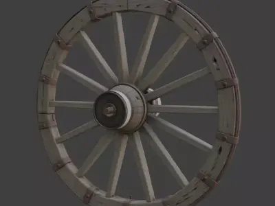 Realistic Wooden Cart Wheel 3d model 3D model
