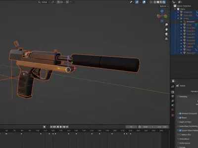 Animated pistol Free 3D model