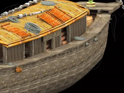 Chinese Junk Fishing Boat  Low-poly 3D model