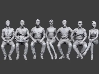 Lowpoly People Sitting Pack Vol. 3 3D model