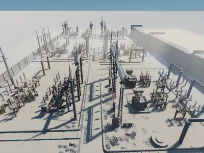 Electric Substation Low-poly 3D model