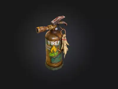 Post Fire Extinguisher Low-poly 3D model