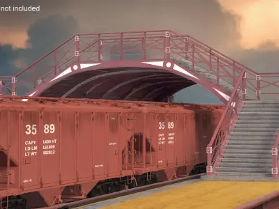 Retro Railway Pedestrian Bridge 3D model