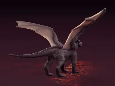 High Quality Textured Dragon Model Low-poly 3D model
