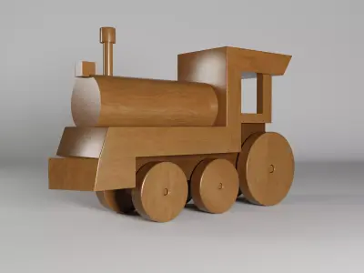 Wooden Toy Train Low-poly 3D model order