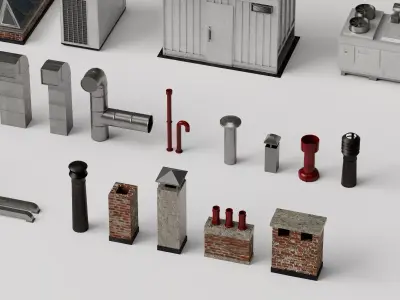 Industrial Rooftop  Equipment Low-poly 3D model