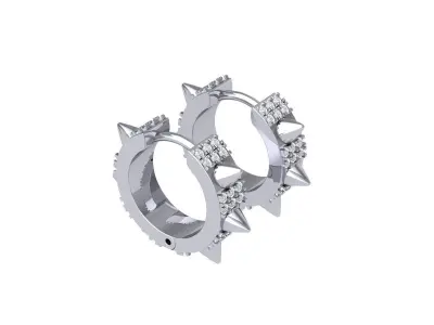Antique-Earing two hoop earrings with diamond spikes 3D print model
