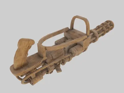 Wooden Minigun  Low-poly 3D model