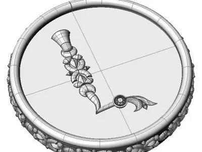 Brooche with armenian letter L 3D print model